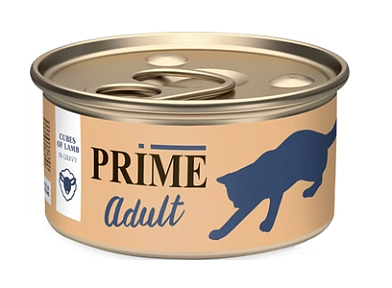 Prime консервы для взрослых кошек ягненок кусочки в соусе