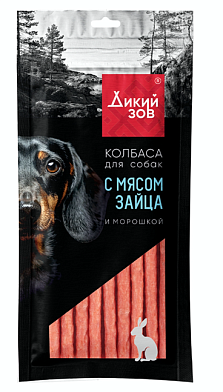 TITBIT Дикий зов лакомство для взрослых собак колбаса с мясом зайца и морошкой