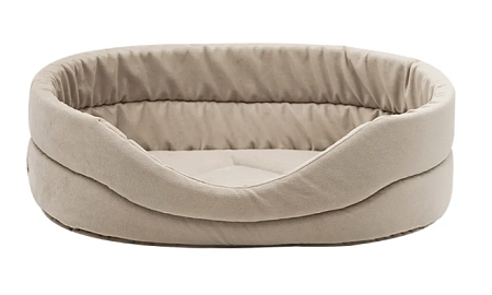 Купить zooexpress лежанка овальная «city» для кошек и собак мебельная ткань, бежевая