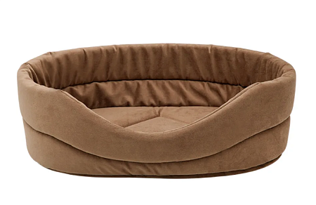 Купить zooexpress лежанка овальная «city» для кошек и собак мебельная ткань, коричневая