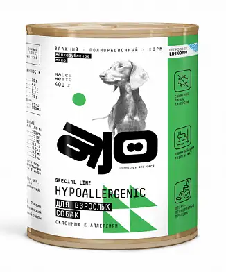 AJO Dog Hypoallergenic консервы для взрослых собак всех пород склонных к аллергиям с курицей