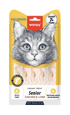 Wanpy Cat Лакомство для пожилых кошек «нежное пюре» из курицы и куриной печени