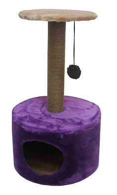 ZOOexpress комлекс для кошек "Цилиндр с полкой" мех однотонный