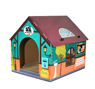 Mr.Kranch когтеточка-домик для кошек из картона с кошачьей мятой, зеленая