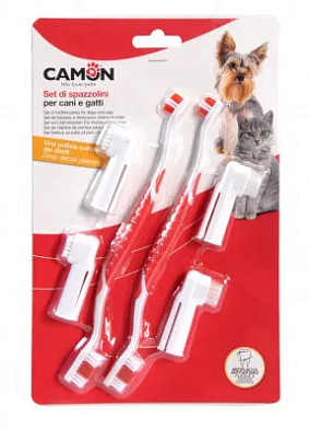 Camon щетка зубная двойная для кошек и собак, набор