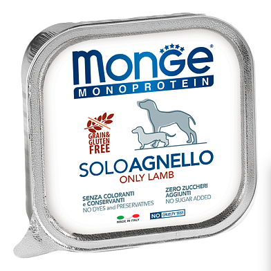 Monge Dog Monoprotein Solo влажный корм для взрослых собак, паштет из ягненка (ламистер)