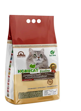 Homecat "Эколайн" древесный комкующийся наполнитель для кошек