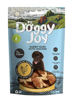 DOGGY JOY лакомство для щенков всех пород, кроличьи ушки с курицей